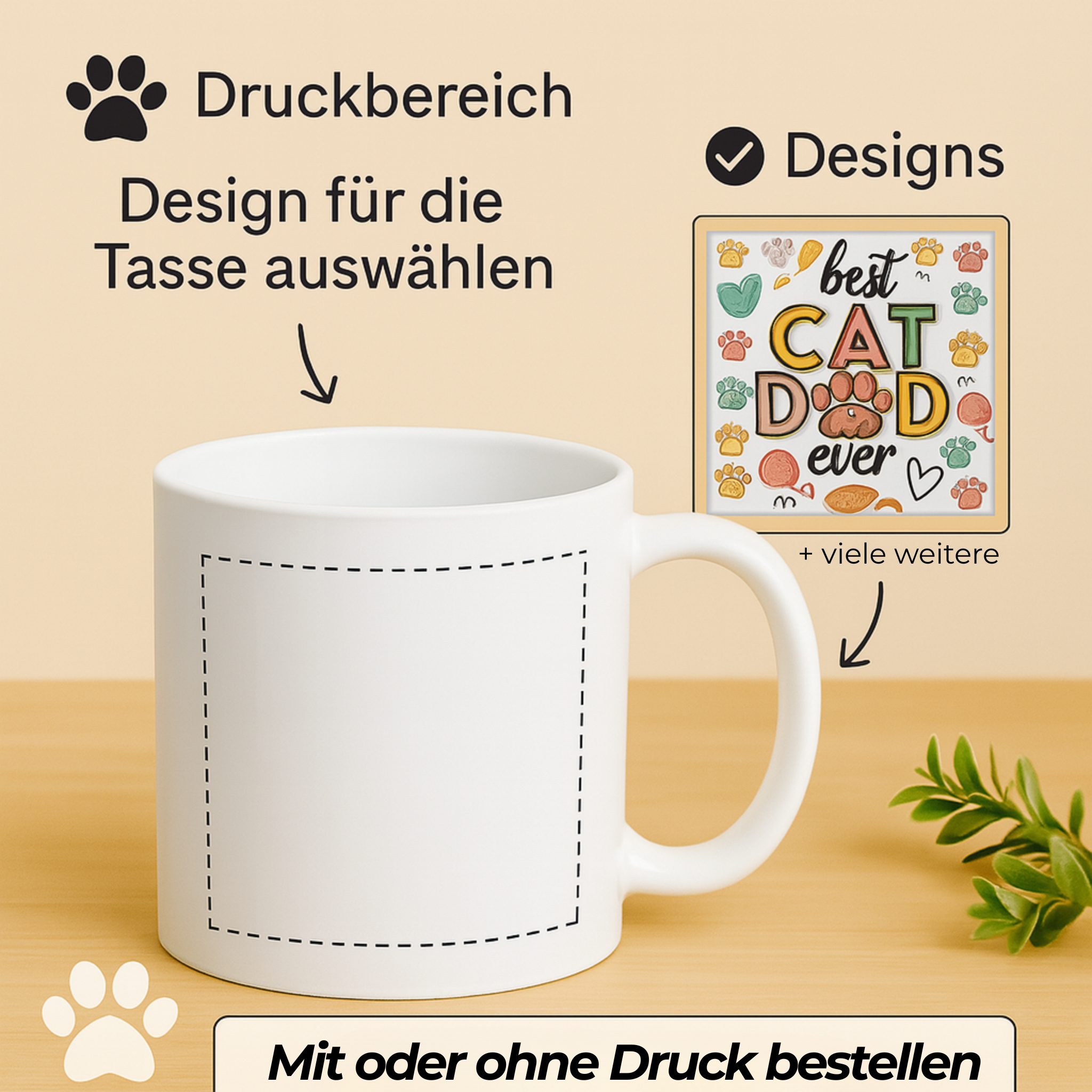 Keramiktasse mit Wunschmotiv