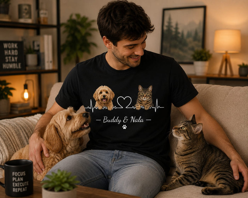 EKG Herzschlag | Personalisiert mit Foto & Name | T-Shirt Unisex