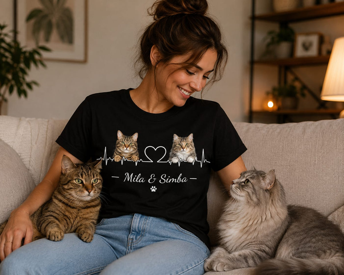 EKG Herzschlag | Personalisiert mit Foto & Name | T-Shirt Unisex