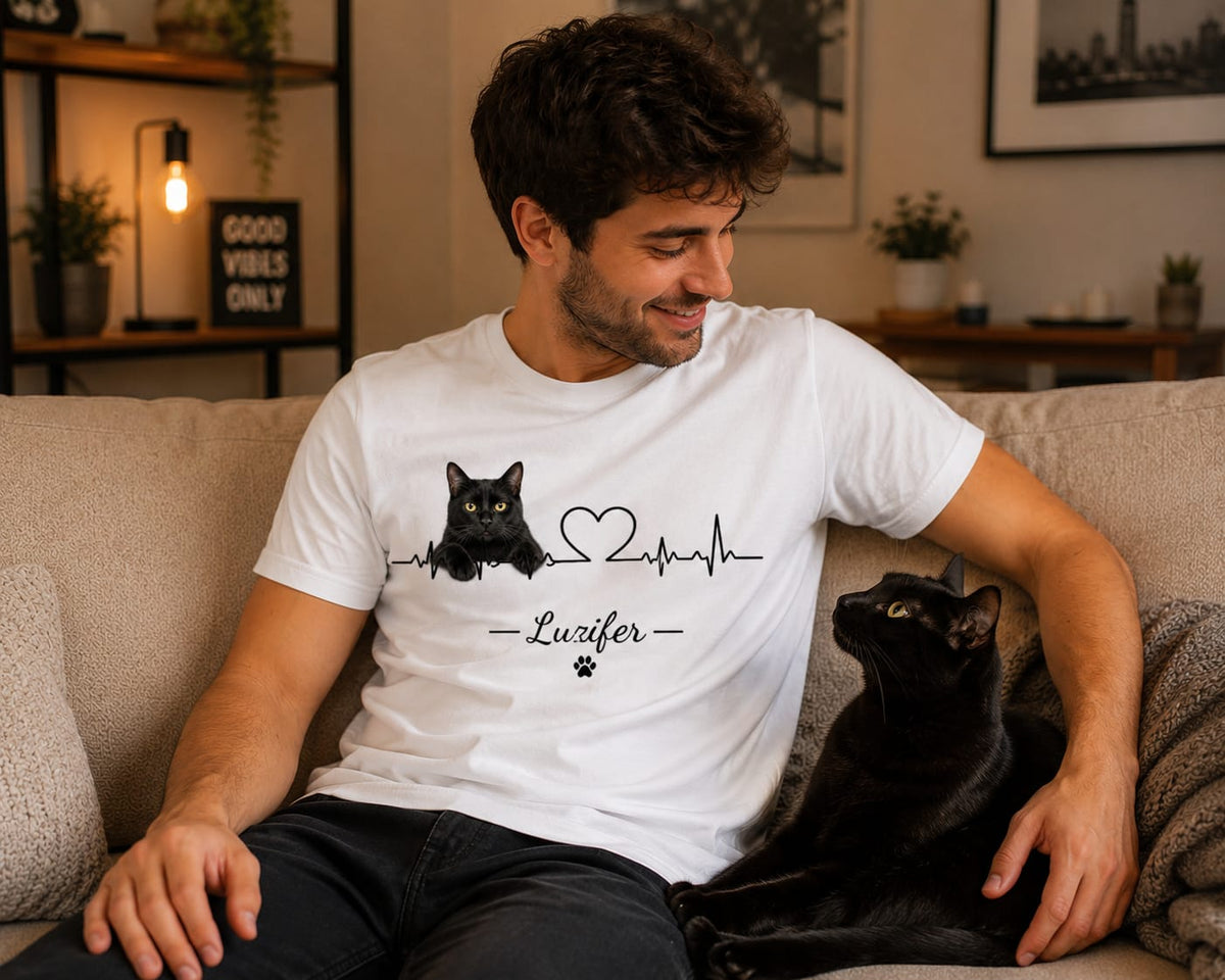 EKG Herzschlag | Personalisiert mit Foto & Name | T-Shirt Unisex