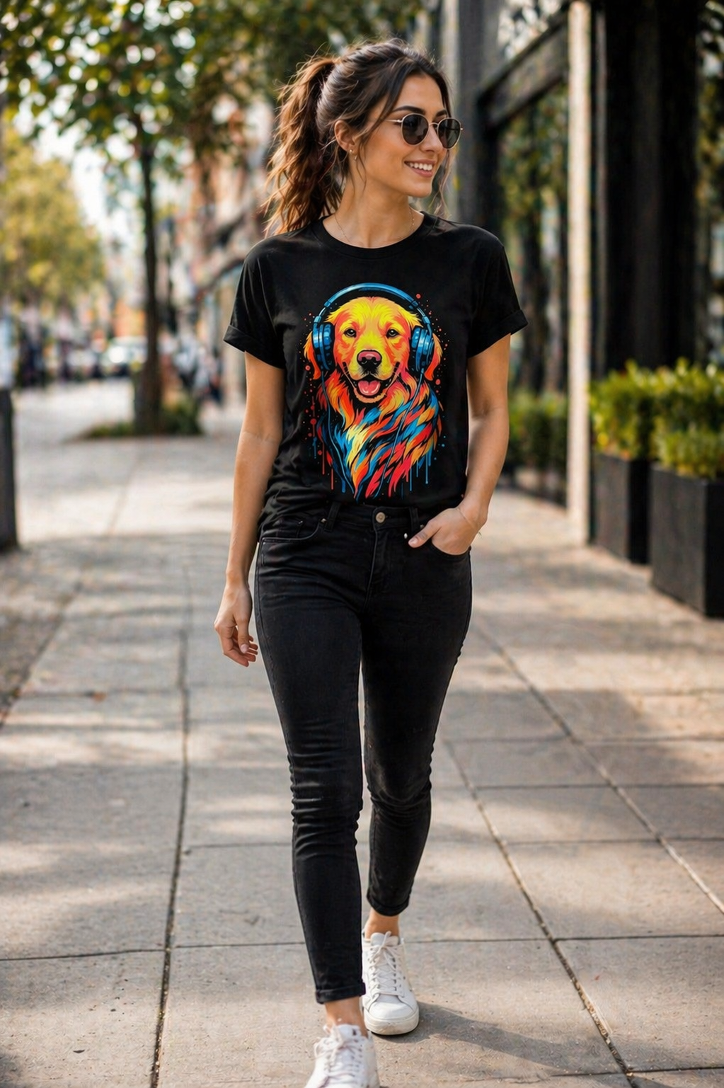Golden Retriever T-Shirt – Headphones Pop-Art | Unisex