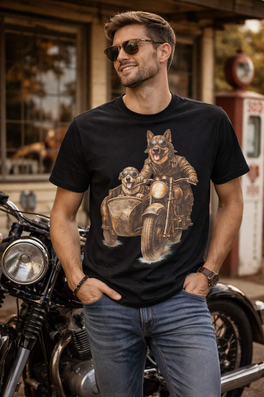 Hunde T-Shirt – Motorrad & Beiwagen | Biker Dogs | Unisex