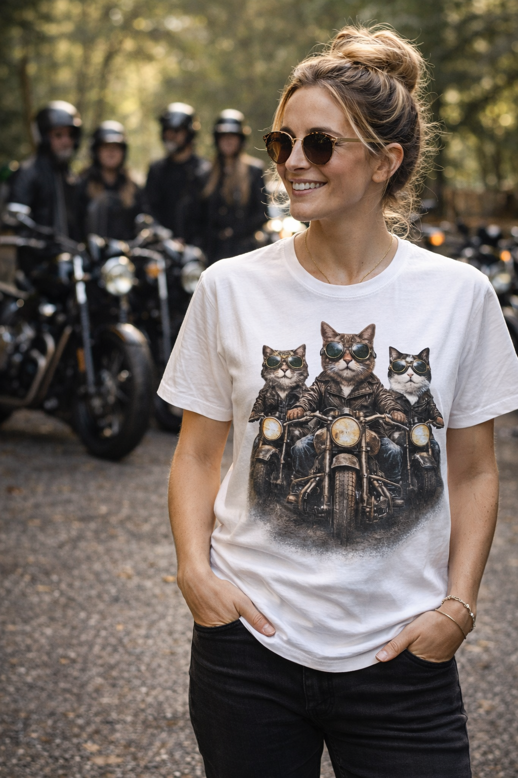 Katzen T-Shirt – Three Biker Cats | Vintage Gang | Unisex