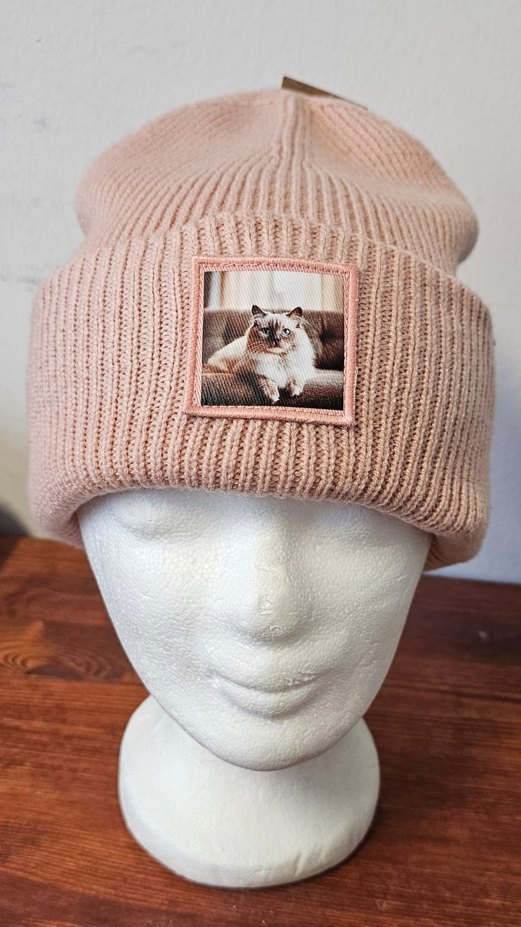 Patch Beanie (Strickmütze) mit Wunschmotiv