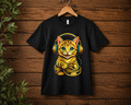 Katzen T-Shirt – Golden Cat Headphones | Pop-Art | Unisex