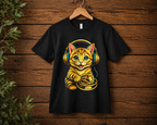 Katzen T-Shirt – Golden Cat Headphones | Pop-Art | Unisex